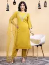 Bs 150 Blend Cotton With Embroidery Work Kurti With Bottom Dupatta Wholesale Online